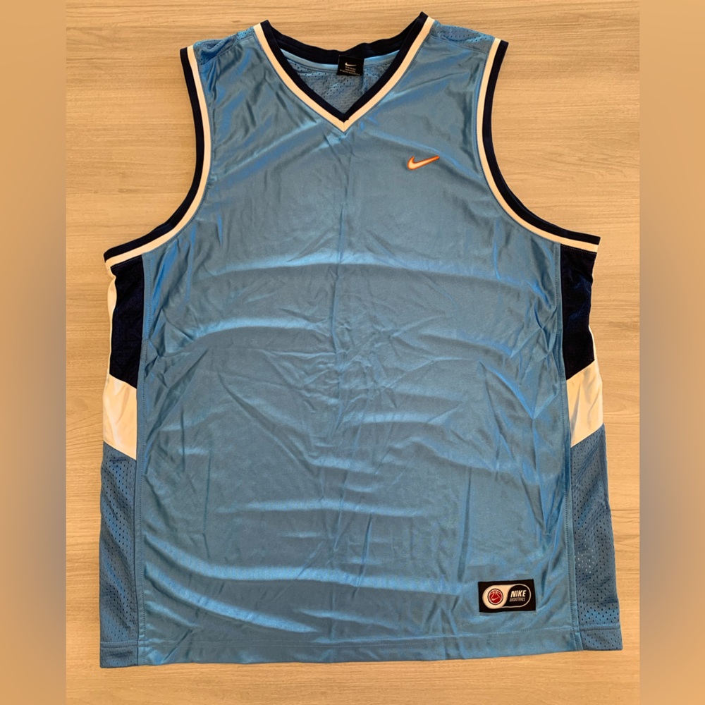 Vintage Men’s Nike Basketball Jersey Swoosh Light Blue Sz Lg